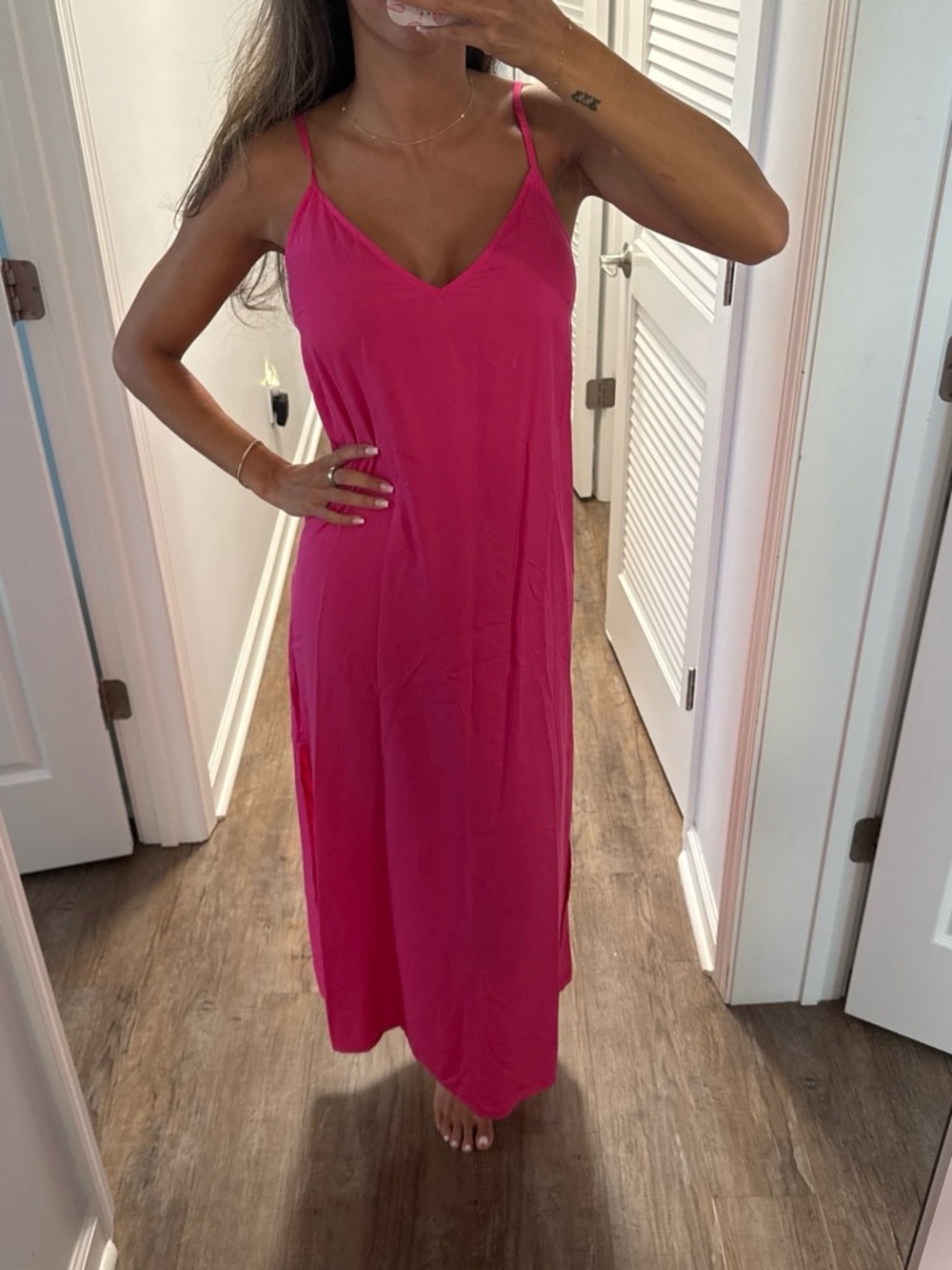 Old Navy Hot Pink Spaghetti Strap Maxi Dress